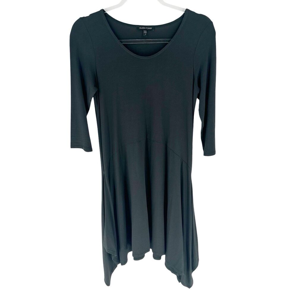 Eileen Fisher Dress Women XS Gray Asymmetrical Hem Lightweight Capsule Lagenlook